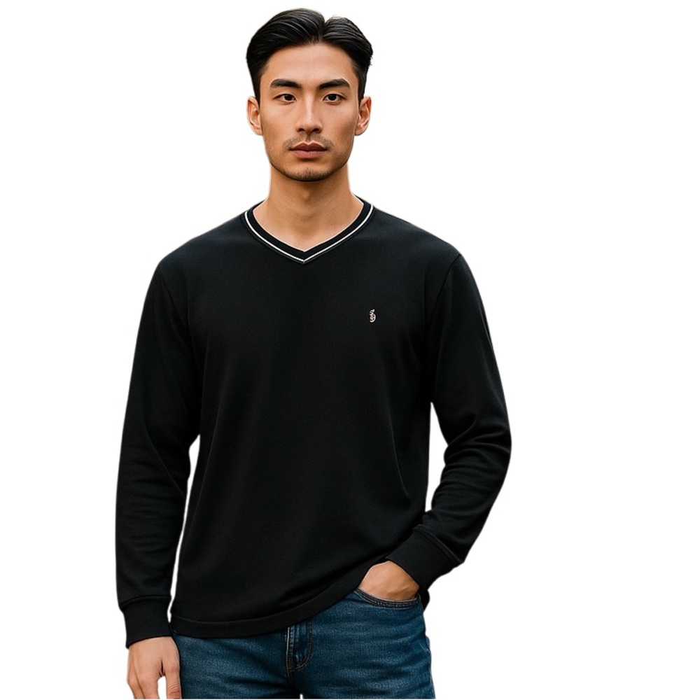 POLO RALPH LAUREN Men’s L/S V-Neck Sleepwear Shirt 2XL Cotton Preppy